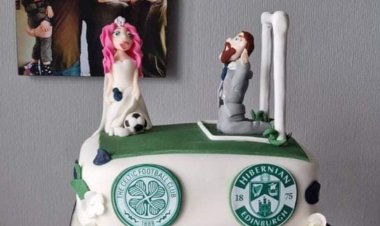 Celtic and Hibs create unique wedding cake for football-mad Scots couple