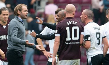Hearts boss Robbie Neilson brushes off heated Scott Brown exchange