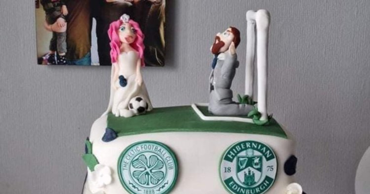 Celtic and Hibs create unique wedding cake for football-mad Scots couple