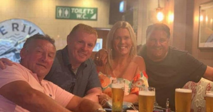 Ex Celtic manager Neil Lennon is all smiles as he is pictured drinking pint