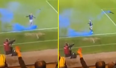 Celtic man Griffiths 'sorry' for kicking smoke bomb back into crowd during cup game