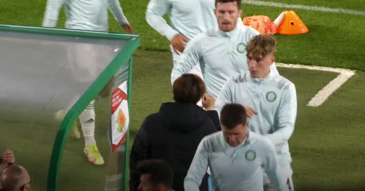 Kyogo Furuhashi's Celtic warm up routine shows his popularity