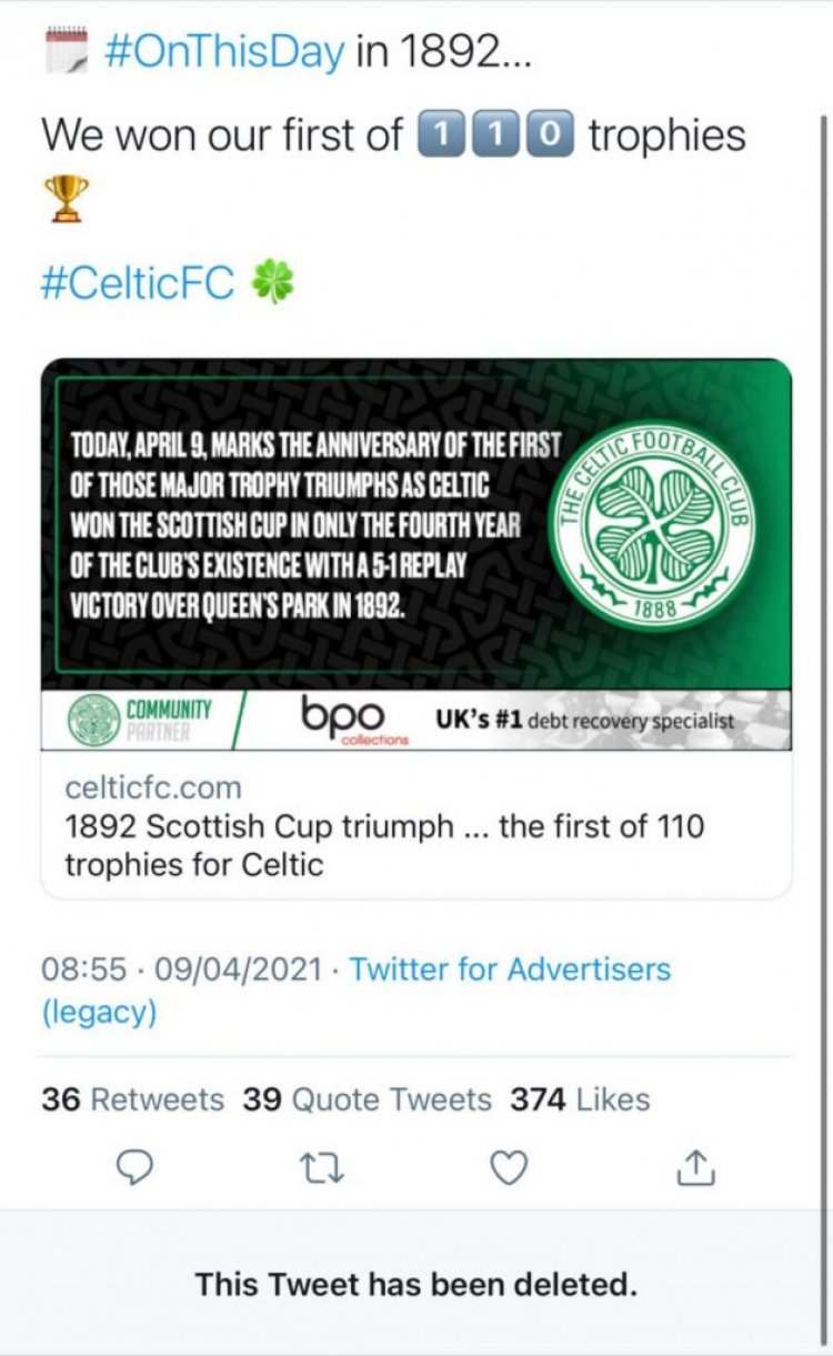 "It was an error and won't happen again," Celtic FC SLO