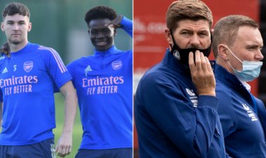 Kieran Tierney and Rangers boss Steven Gerrard in message for England's Bukayo Saka after pen miss