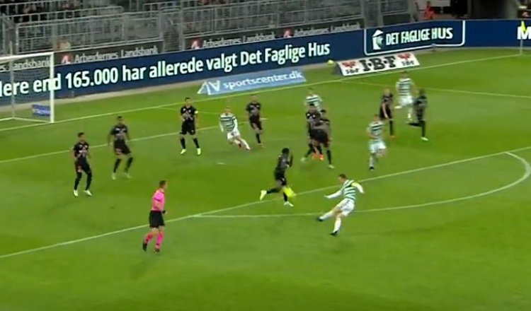 Video: Callum McGregor scores a fantastic volley to give Celtic the lead vs Midtjylland