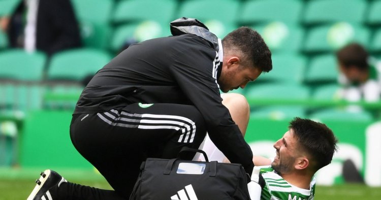 Greg Taylor Celtic injury woe as left-back leaves pitch clutching shoulder